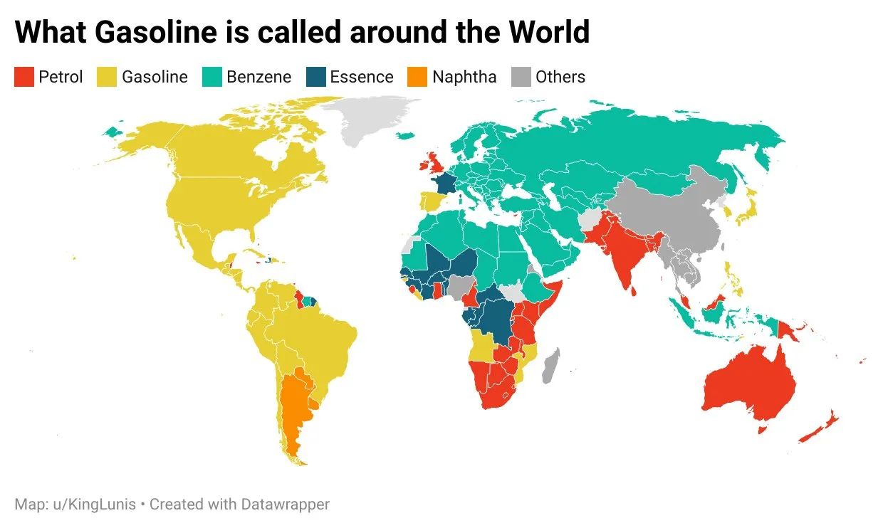 What Gasoline is called around the World