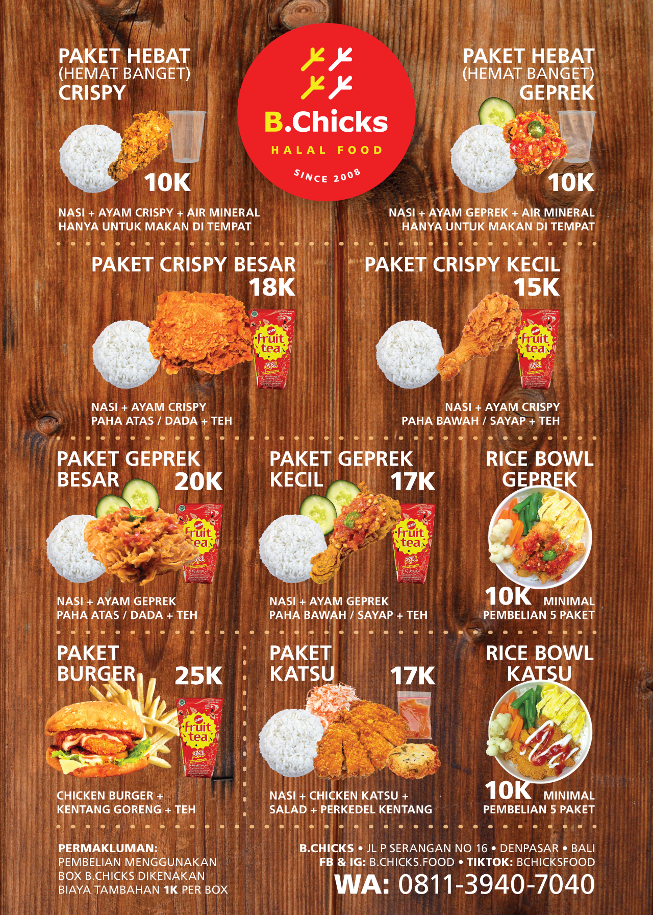 B.Chicks: Menu