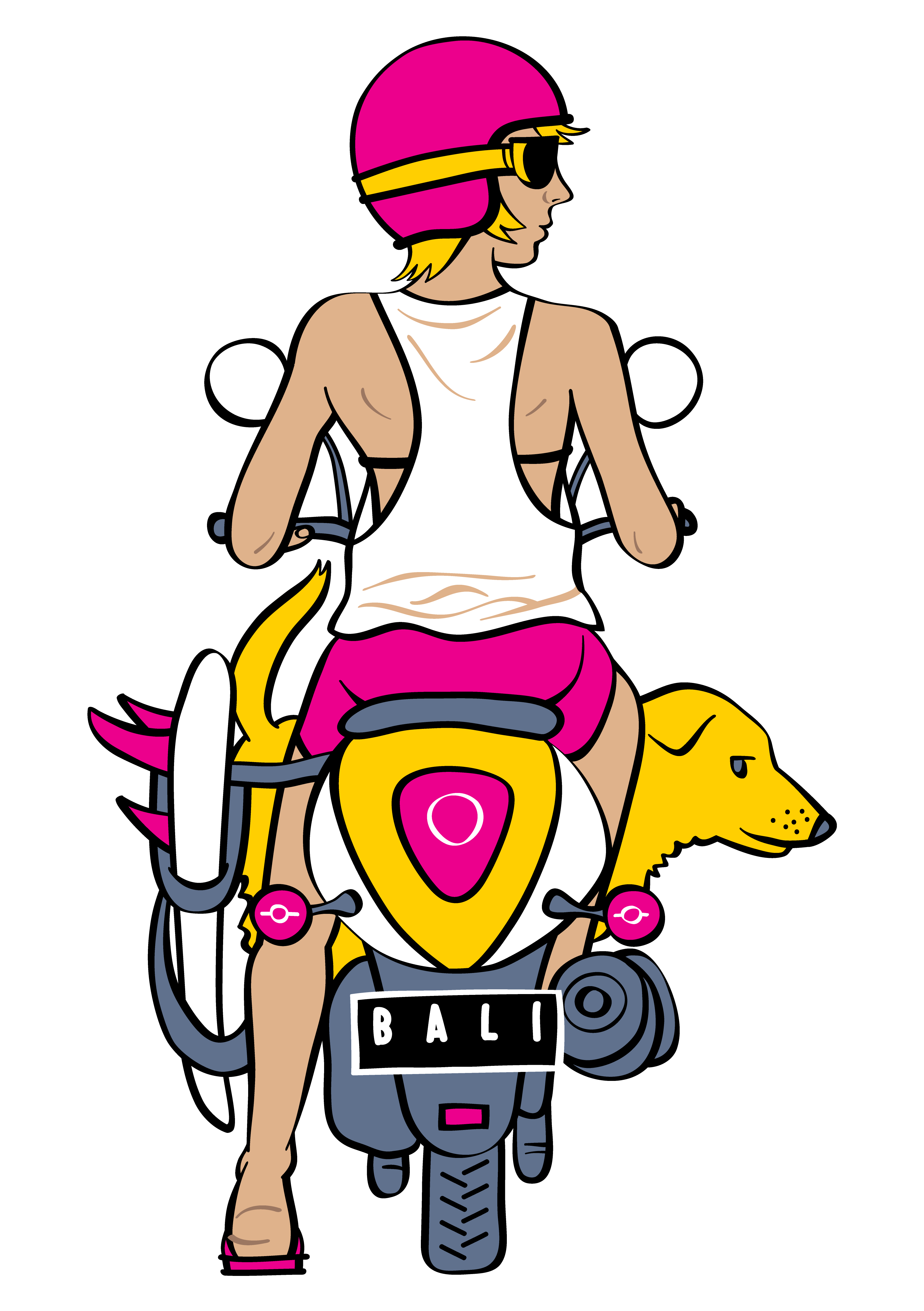 Scooter/Surfer girl with Dog